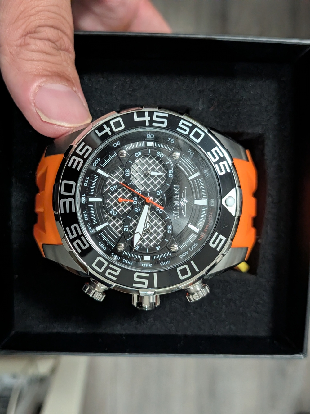 Invicta Chronograph Watch with Orange Silicone Band Brand New